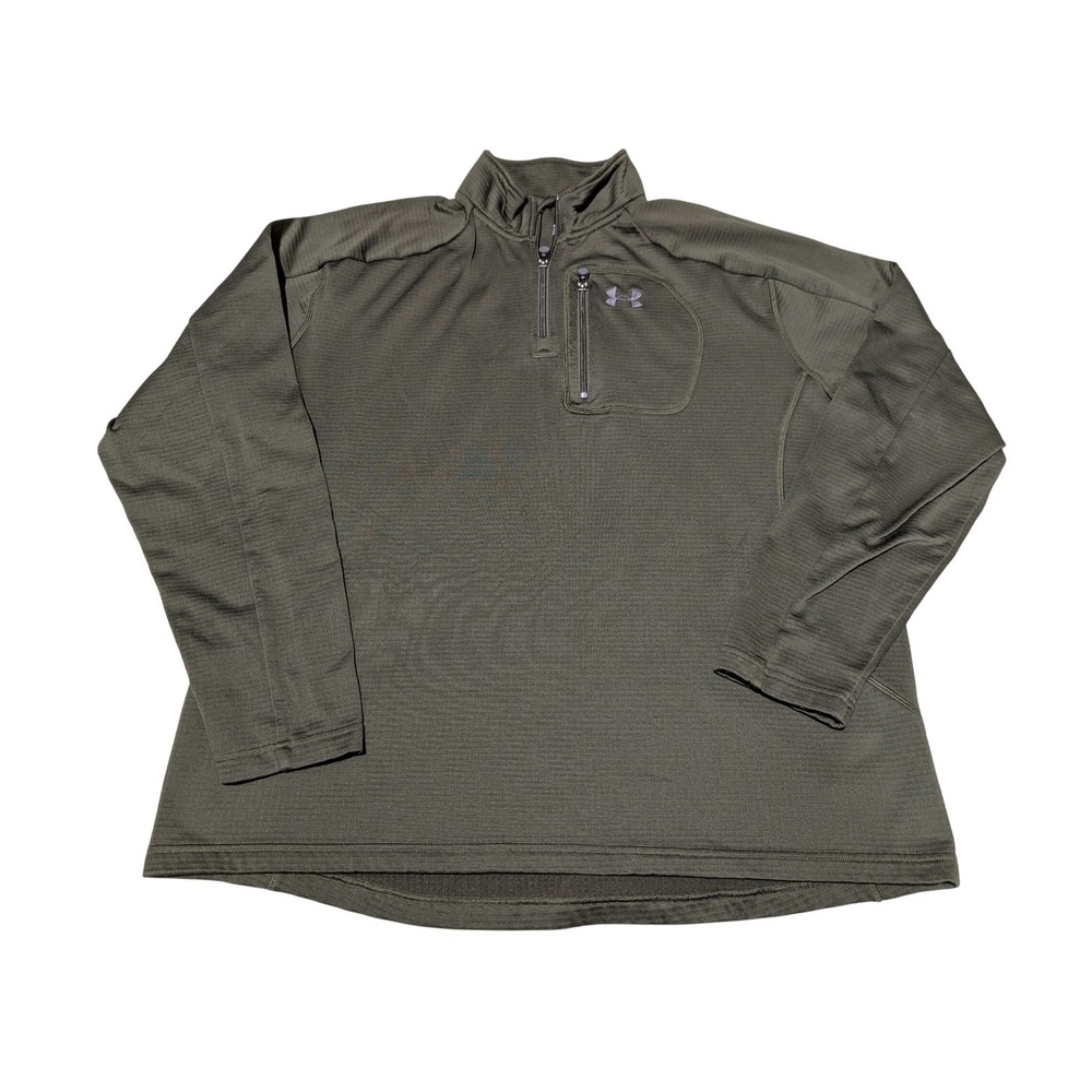 Under Armour Pullover Mens XL Green ColdGear 1/4 Zip Waffle Knit Tactical Hiking